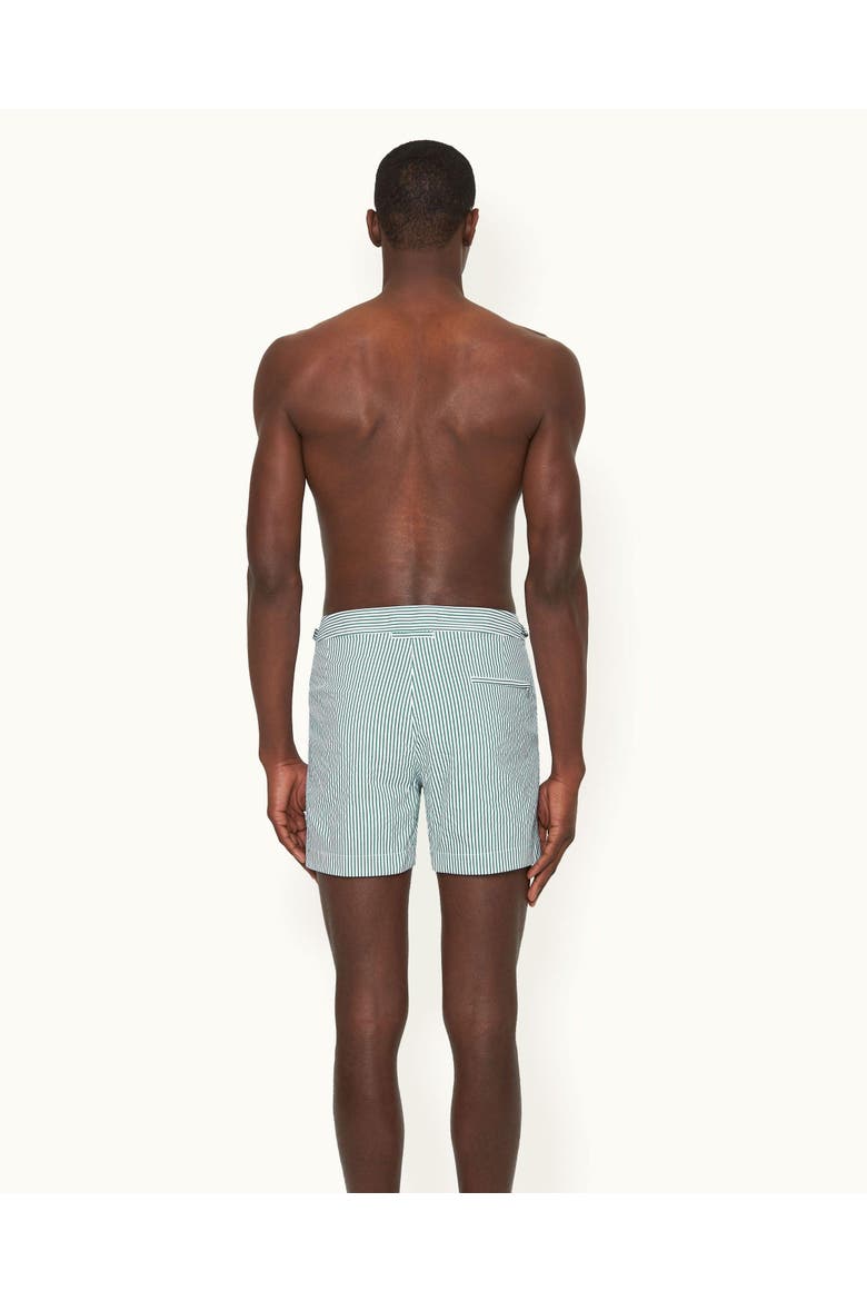 Bulldog Mid-Length Classic Fit Stripe Seersucker Swim Shorts, Alternate, color, Fresh Lawn/White Stripe