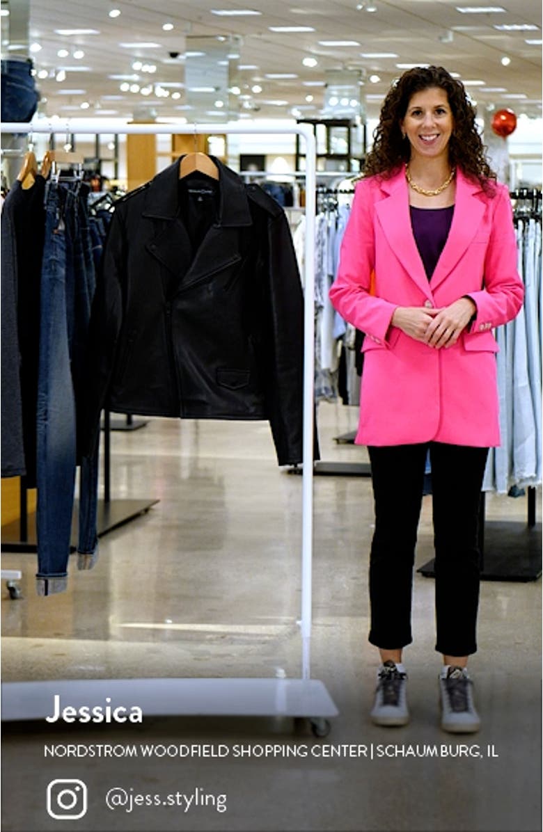 Monochrome Leather Biker Jacket, sales video thumbnail