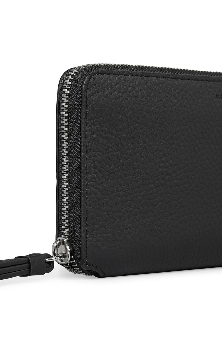 AllSaints Fetch Leather Phone Wristlet, Alternate, color, Black