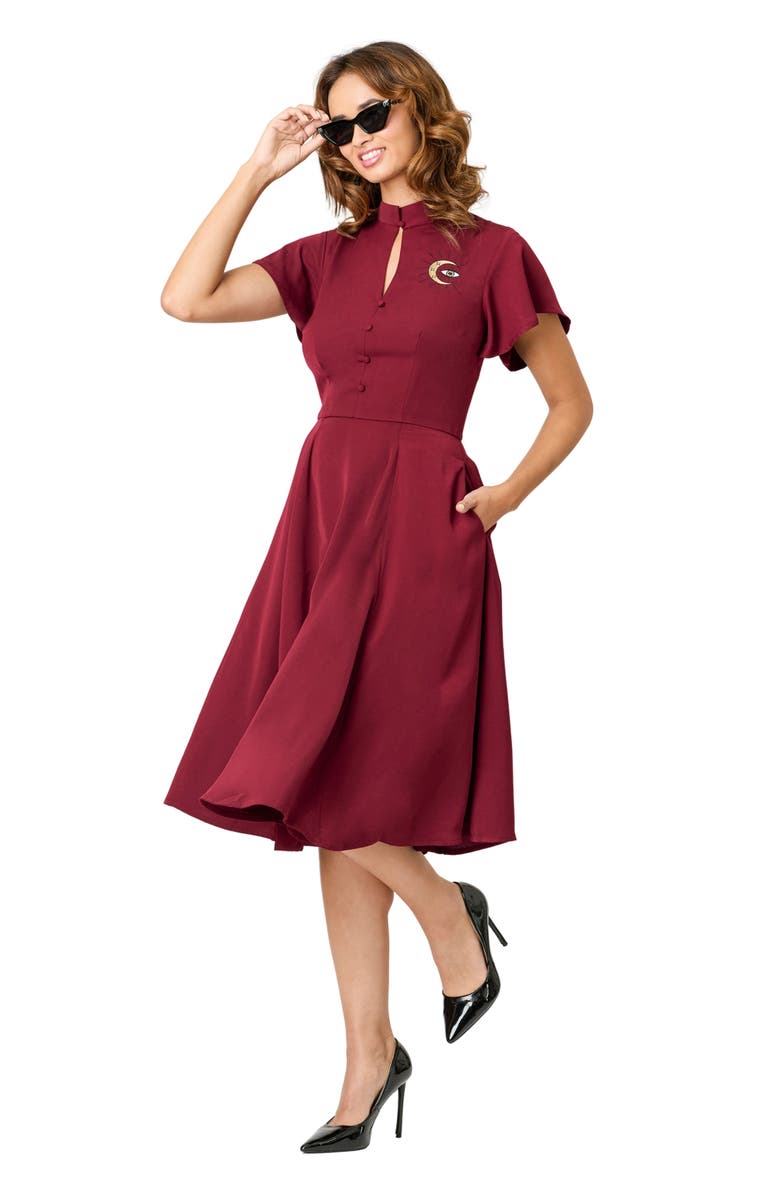 Unique Vintage 1940s Baltimore Swing Dress, Main, color, Burgundy