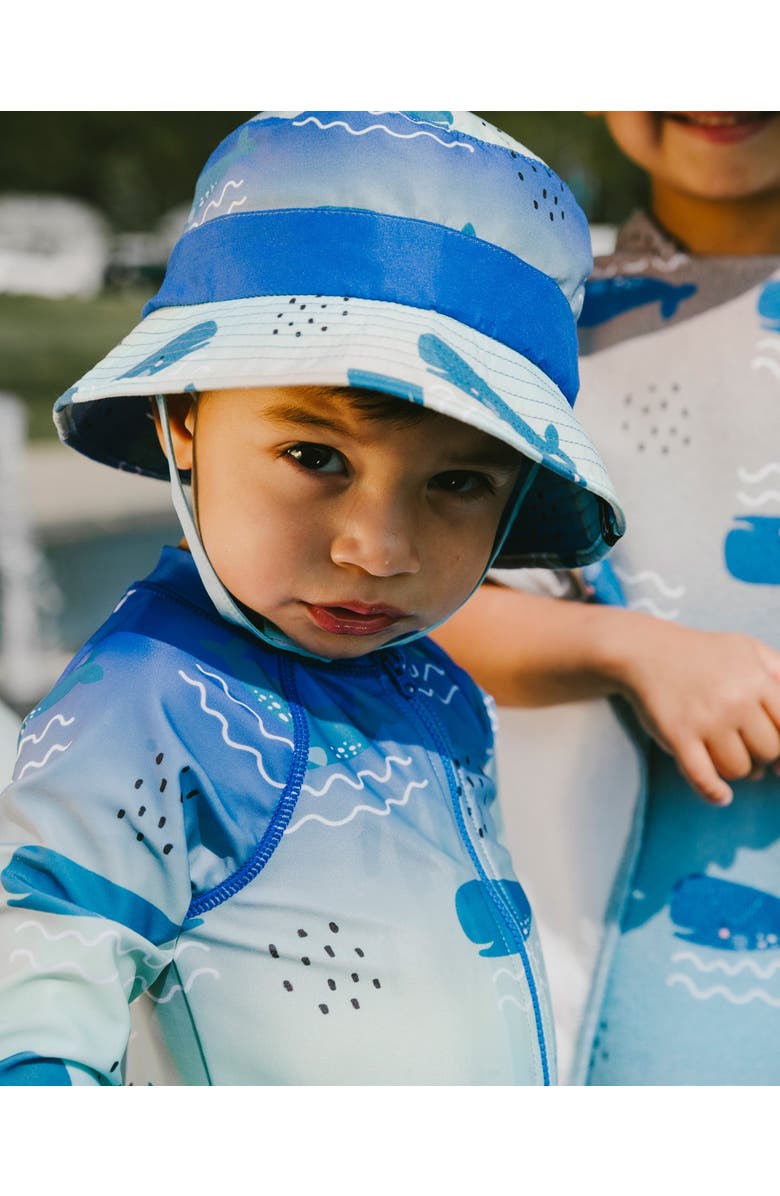 Deux par Deux One-Piece Long Sleeve Whale Rashguard, Alternate, color, Blue Whale Print