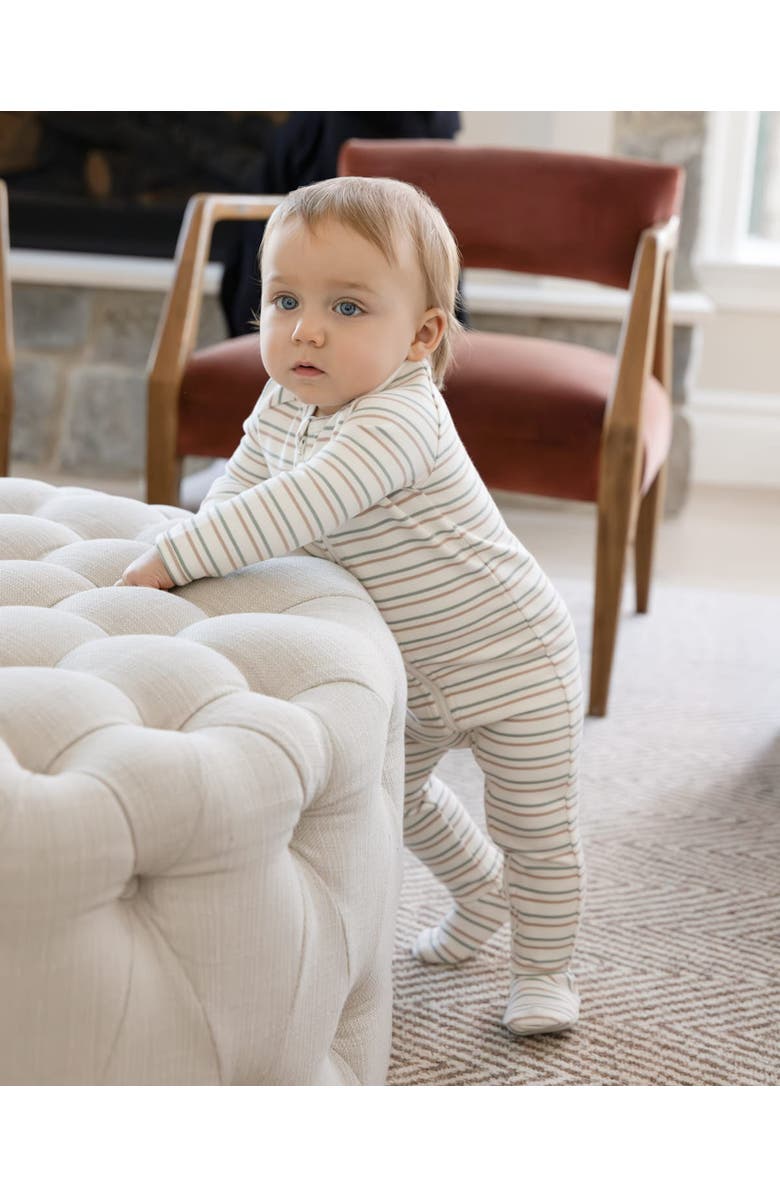 MiniMoi Cotton Rich 2 Way Zipper Footie, Alternate, color, Sage Green