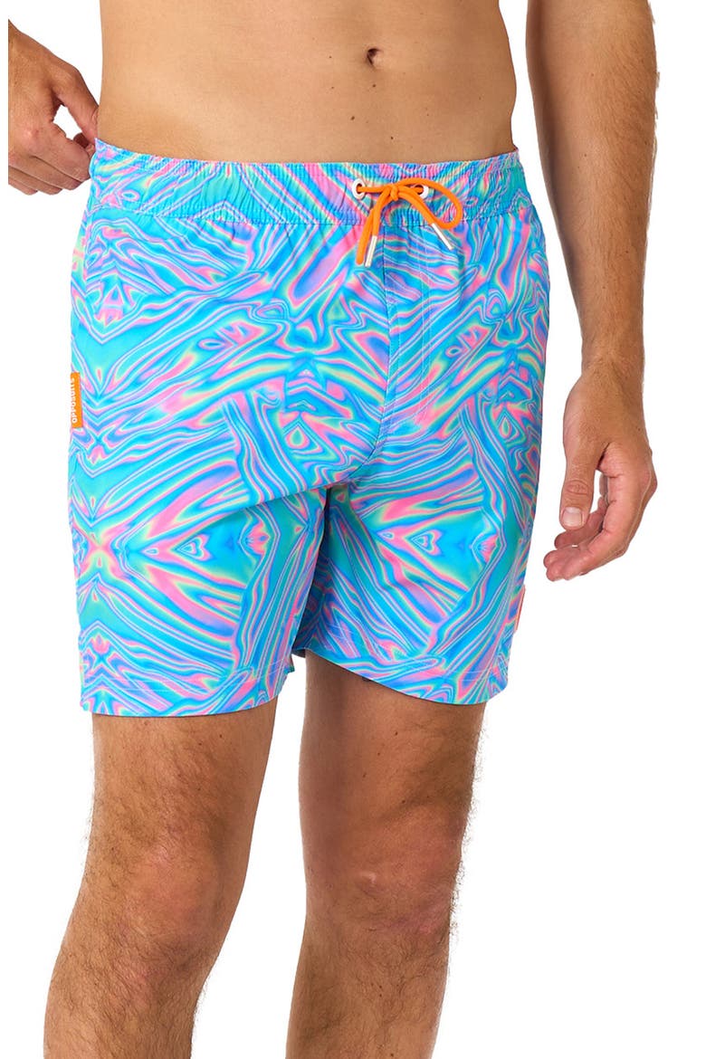 Holoperfect Hero Stretch Swim Trunks, Alternate, color, BLUE MULTI
