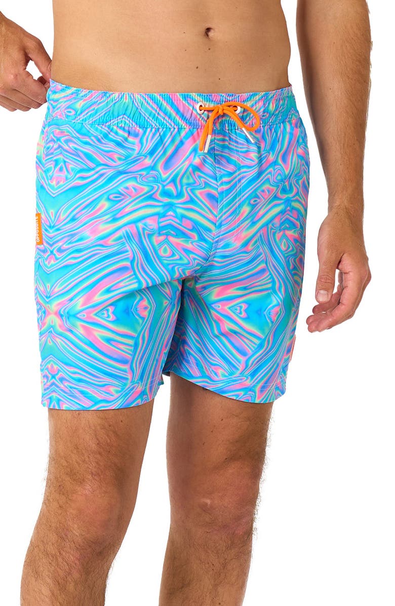 OppoSuits Holoperfect Hero Stretch Swim Trunks, Alternate, color, Blue Multi