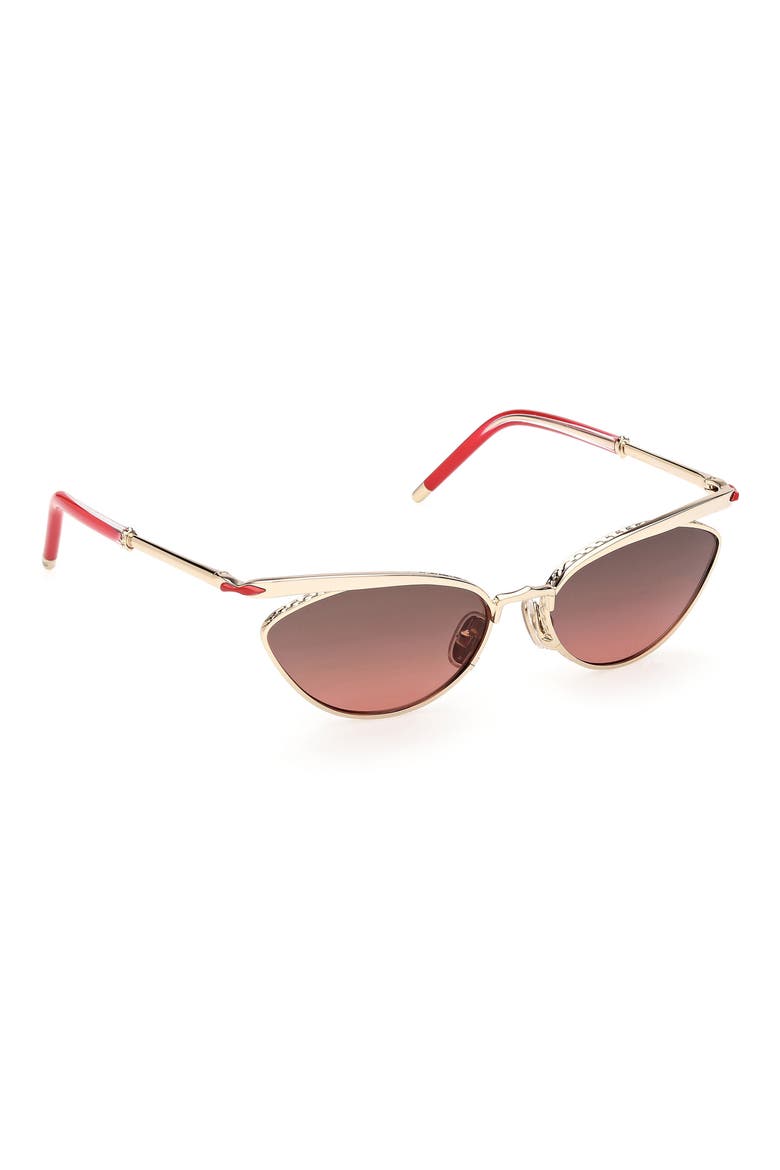 56mm Geometric Sunglasses, Alternate, color, GOLD / RED / ZEISS SMOKE RED