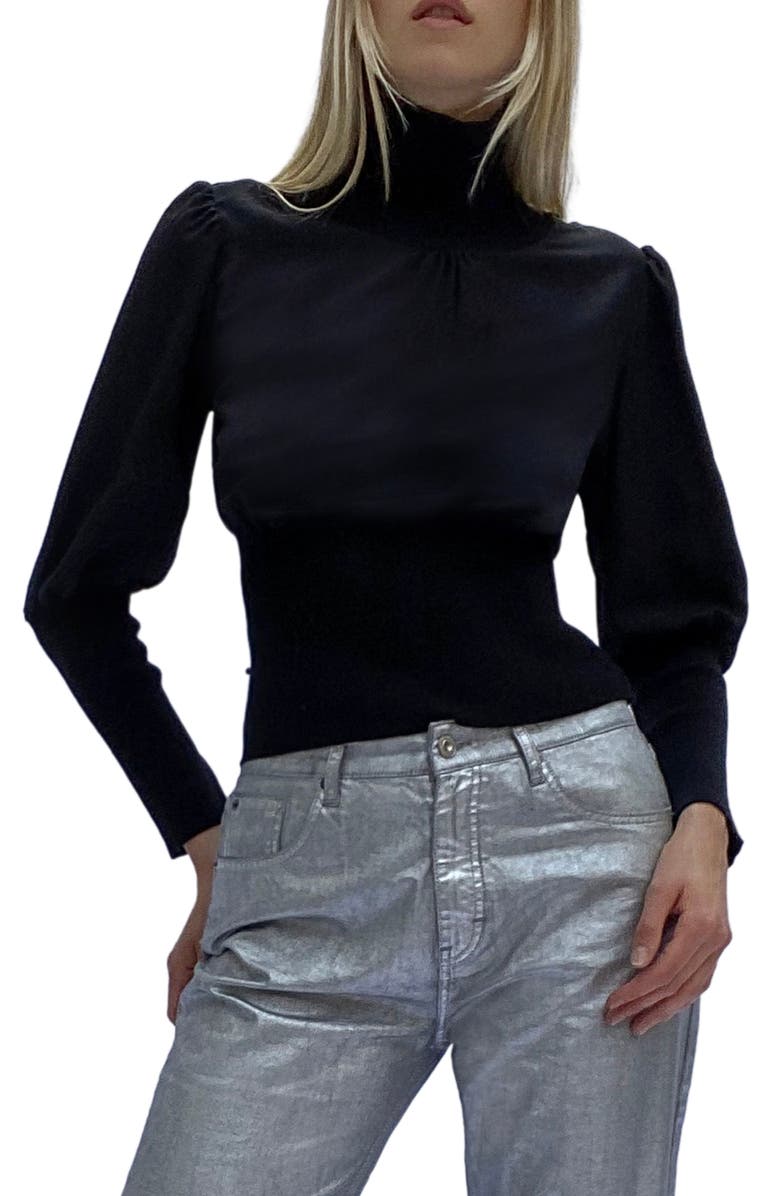 French Connection Krista Mixed Media Turtleneck Sweater, Main, color, 