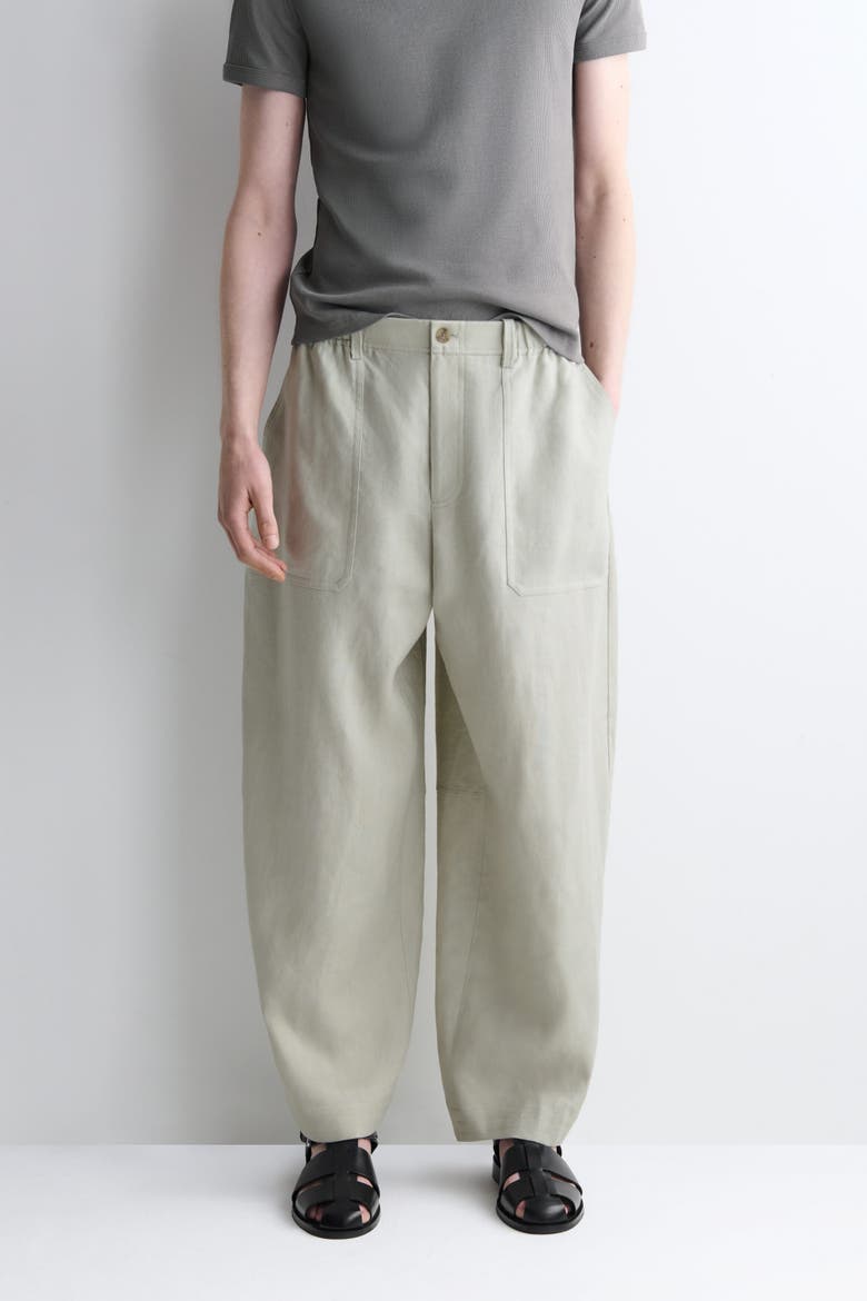 Linen Relaxed-fit Barrel-leg Pants, Alternate, color, LIGHT GREEN