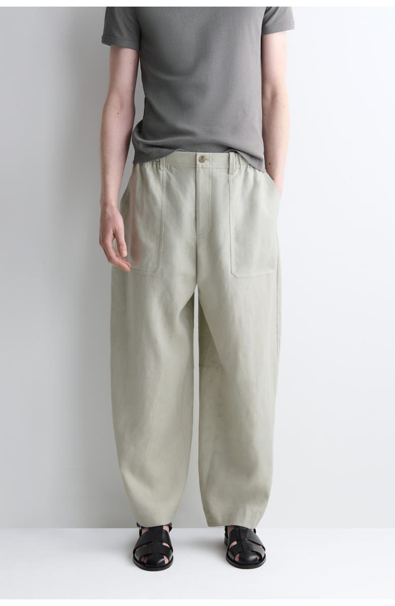 COS Linen Relaxed-fit Barrel-leg Trousers, Alternate, color, Gray