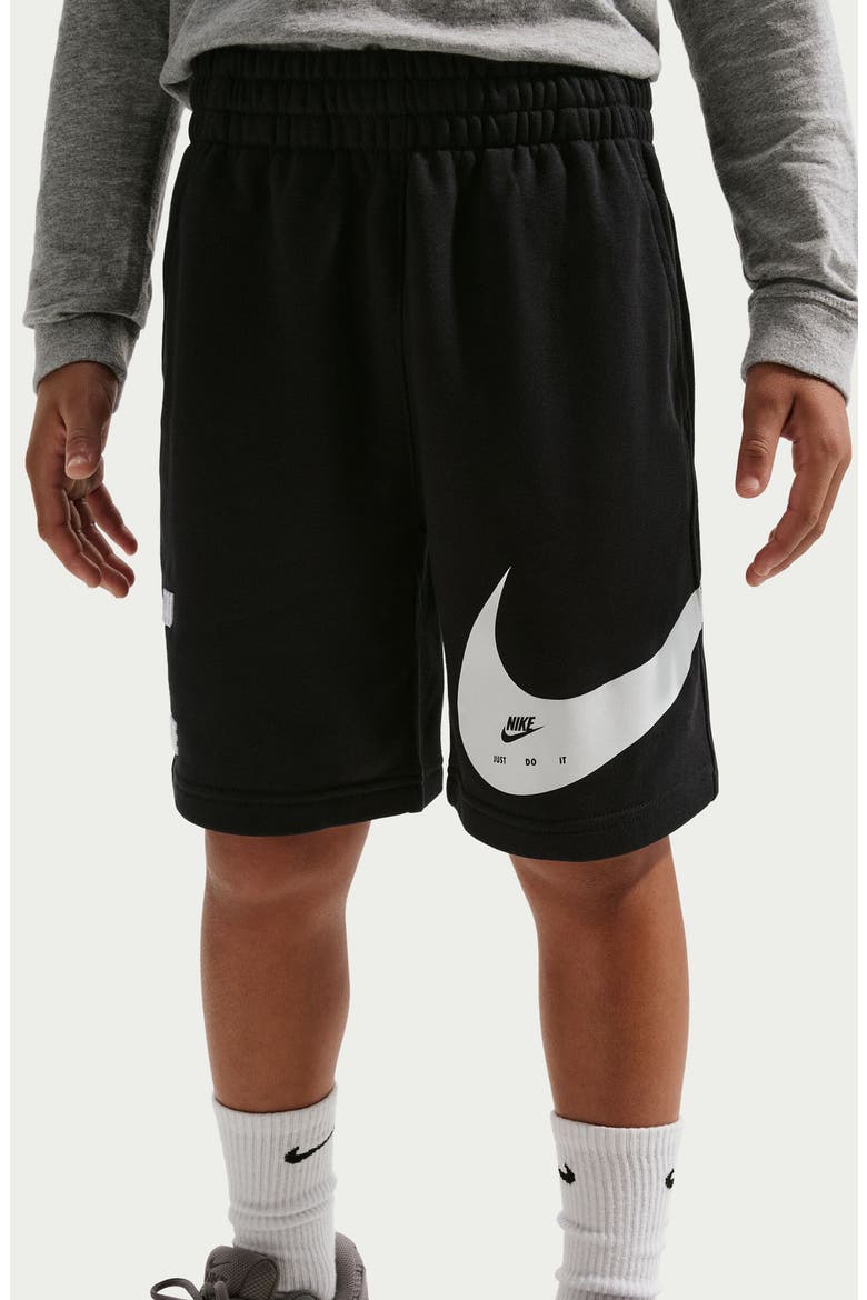 Kids' Logo Detail French Terry Shorts, Alternate, color, 010 BLACK/WHITE