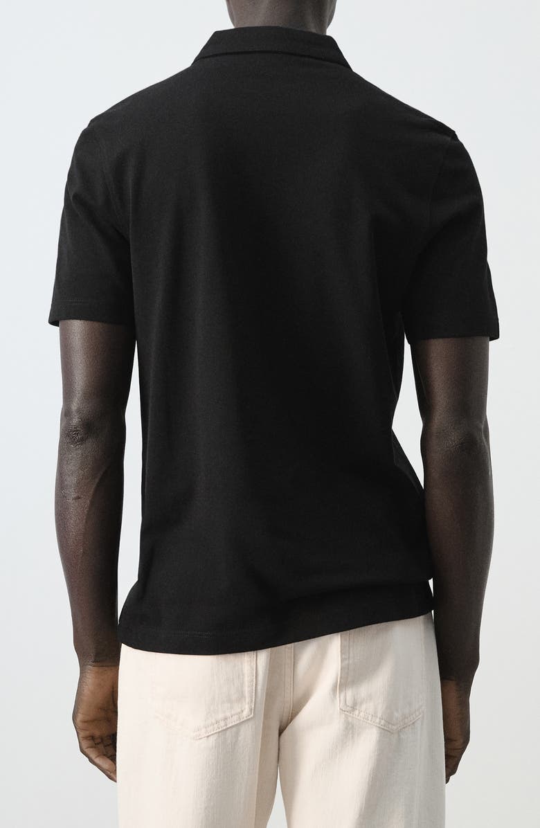 MANGO Slim Fit Stretch Cotton Blend Piqué Polo, Alternate, color, Black