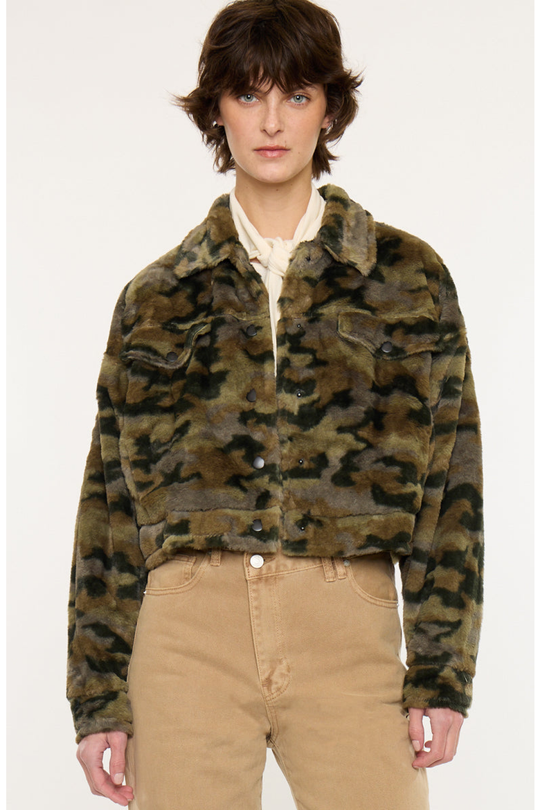 Jax Faux Fur Camo Jacket, Alternate, color, Camouflage