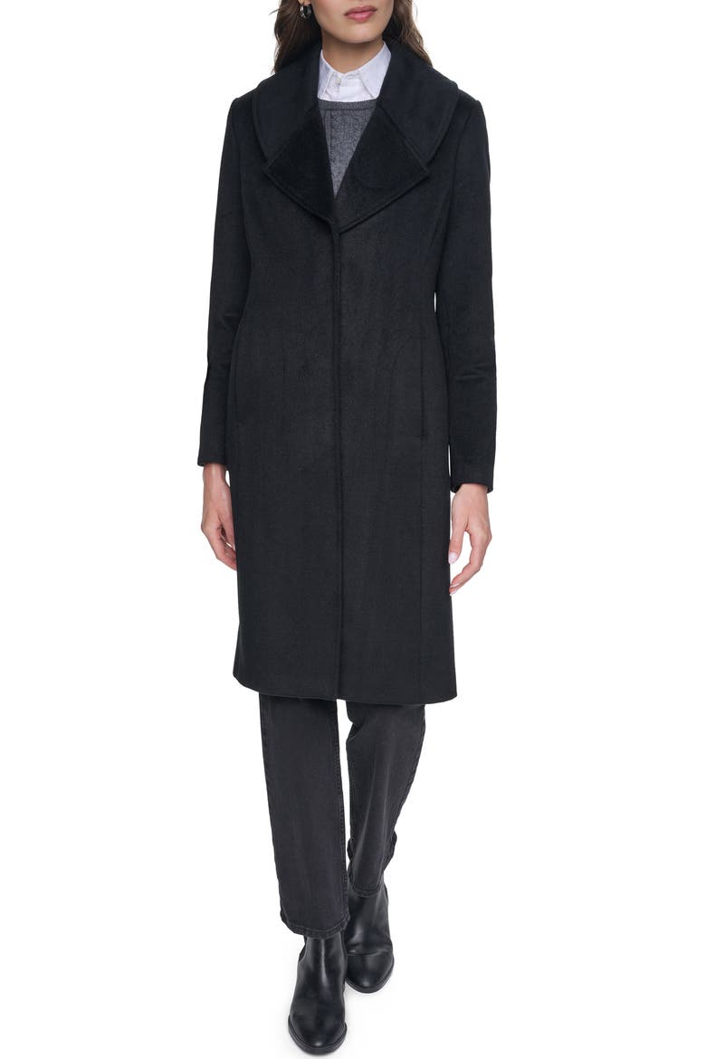 Oversize Collar Wool Blend Coat, Main, color, BLACK