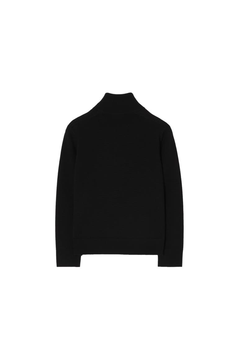 Check Trim Wool Half-zip Sweater, Alternate, color, Black