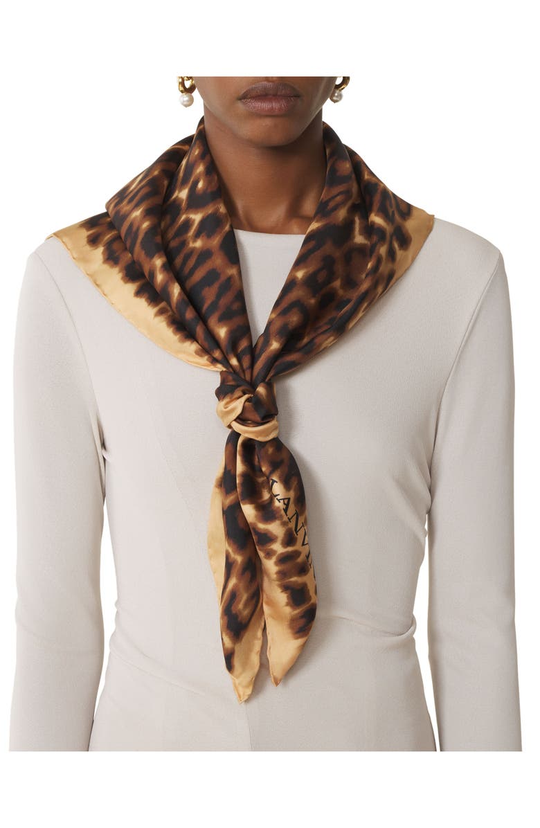 Lanvin Leopard Print Silk Scarf, Alternate, color, 