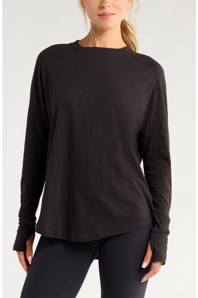 Relaxed Washed 2.0 Long Sleeve Slub Tee, Main, color, BLACK