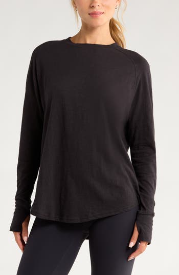 Zella Relaxed Washed 2.0 Long Sleeve Slub Tee | Nordstrom