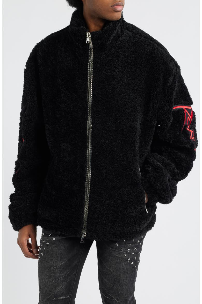 Kye Venom Oversize Faux Shearling Jacket, Alternate, color, BLACK VENOM