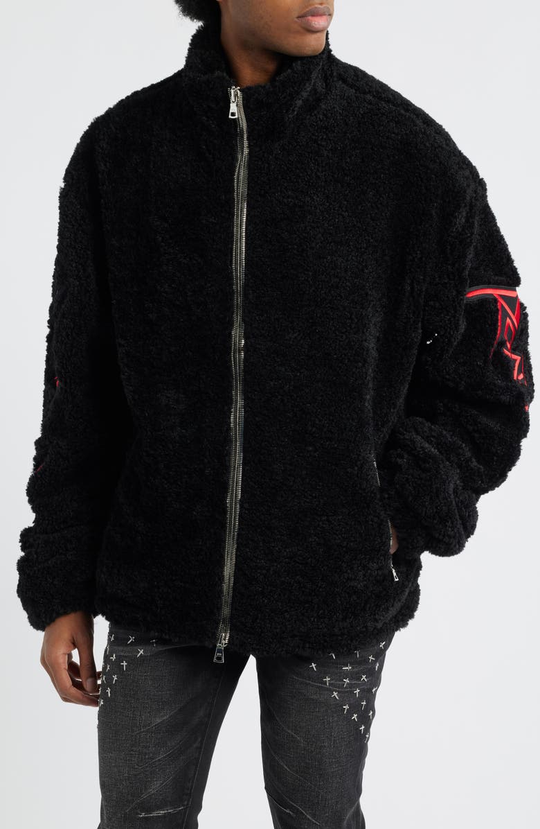 RtA Kye Venom Oversize Faux Shearling Jacket, Alternate, color, Black Venom