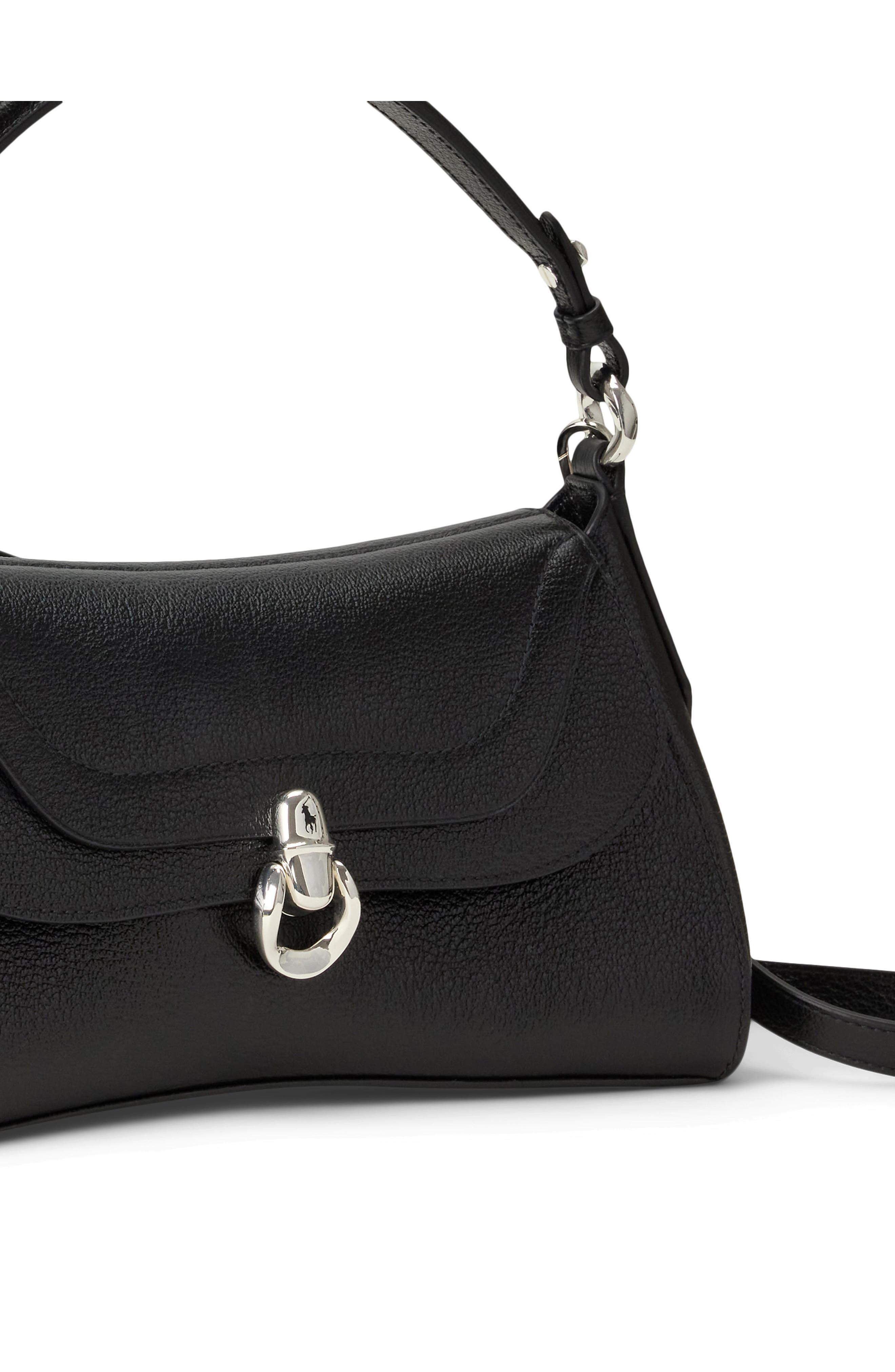 Leather Crossbody Bag, Alternate, color, BLACK