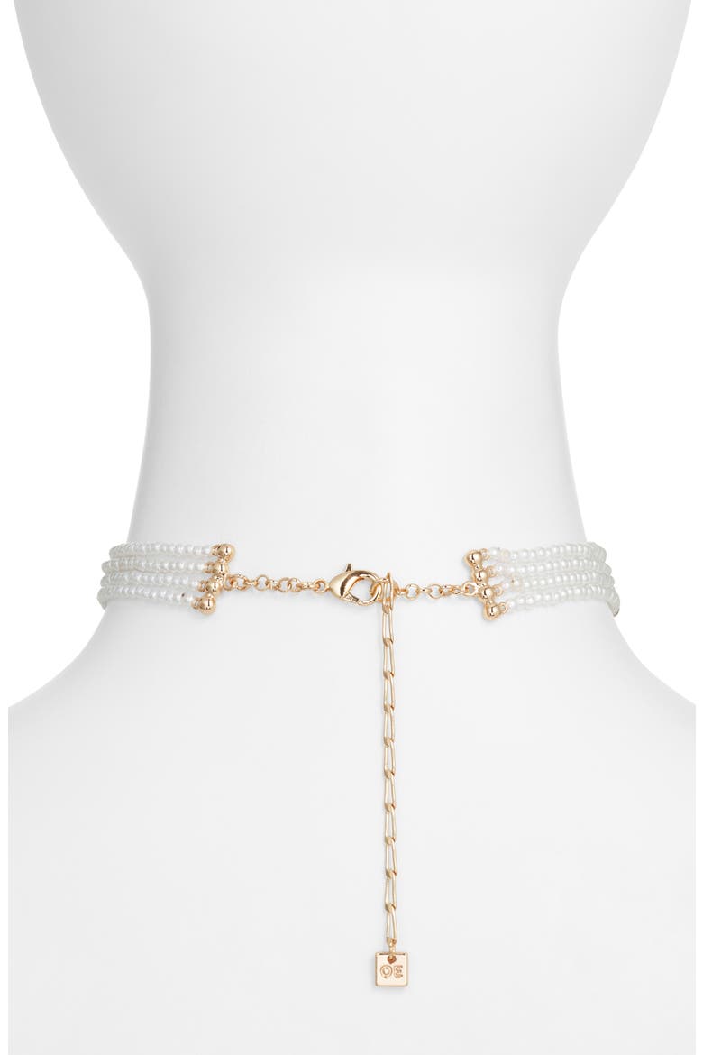 Faux Pearl Choker Necklace, Alternate, color, WHITE- GOLD