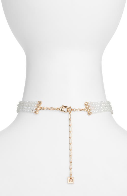 Open Edit Faux Pearl Choker Necklace In White