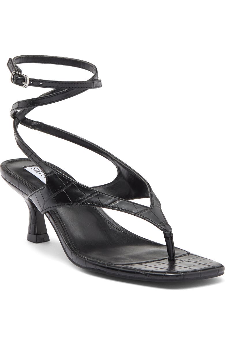 Steve Madden Rayger Ankle Strap Heel Sandal, Main, color, Black Croc