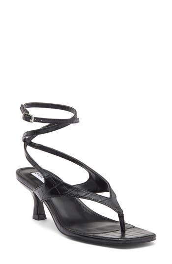 Steve Madden Rayger Ankle Strap Heel Sandal In Black Croc