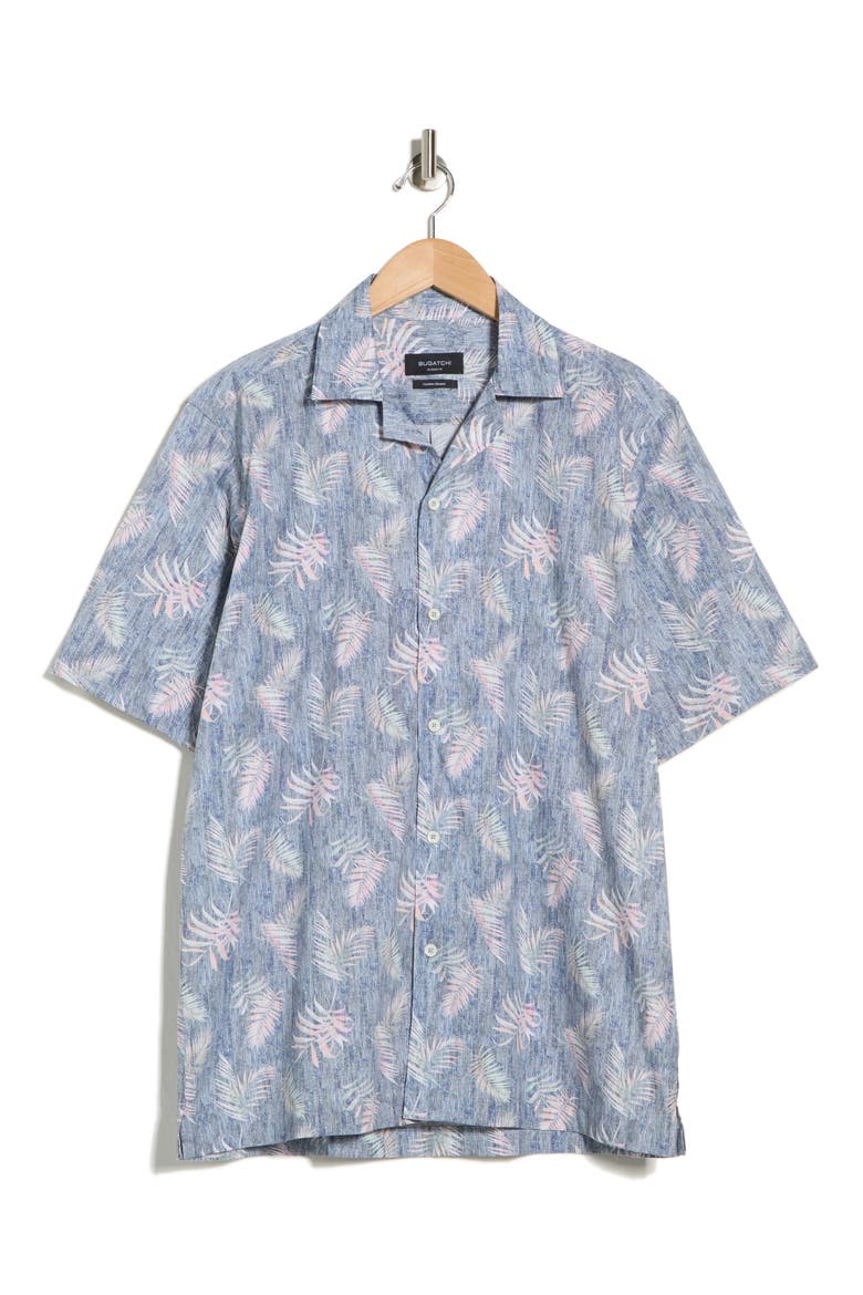 Jackson Short Sleeve Woven Camp Shirt, Alternate, color, DENIM