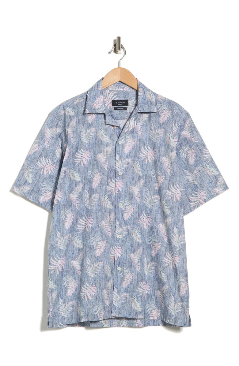Bugatchi Jackson Short Sleeve Woven Camp Shirt, Main, color, 