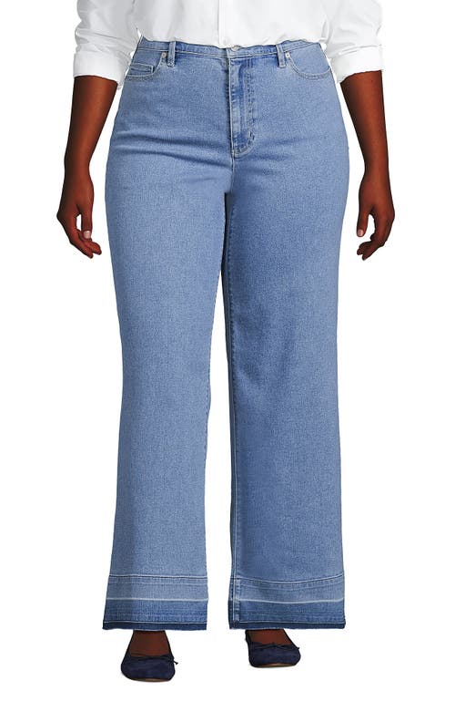 Lands' End Recover High Rise Wide Leg Blue Jeans In Hutton Blue Wash Released Hem