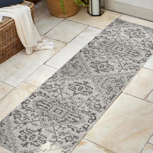 Jonathan Y Estrella Bohemian Medallion Textured Weave Indoor/outdoor Area Rug In Black/gray