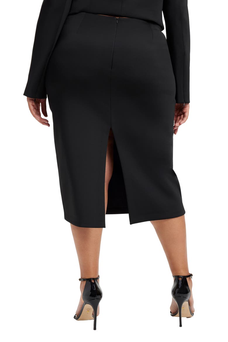 Shiny Midi Pencil Skirt, Alternate, color, BLACK001
