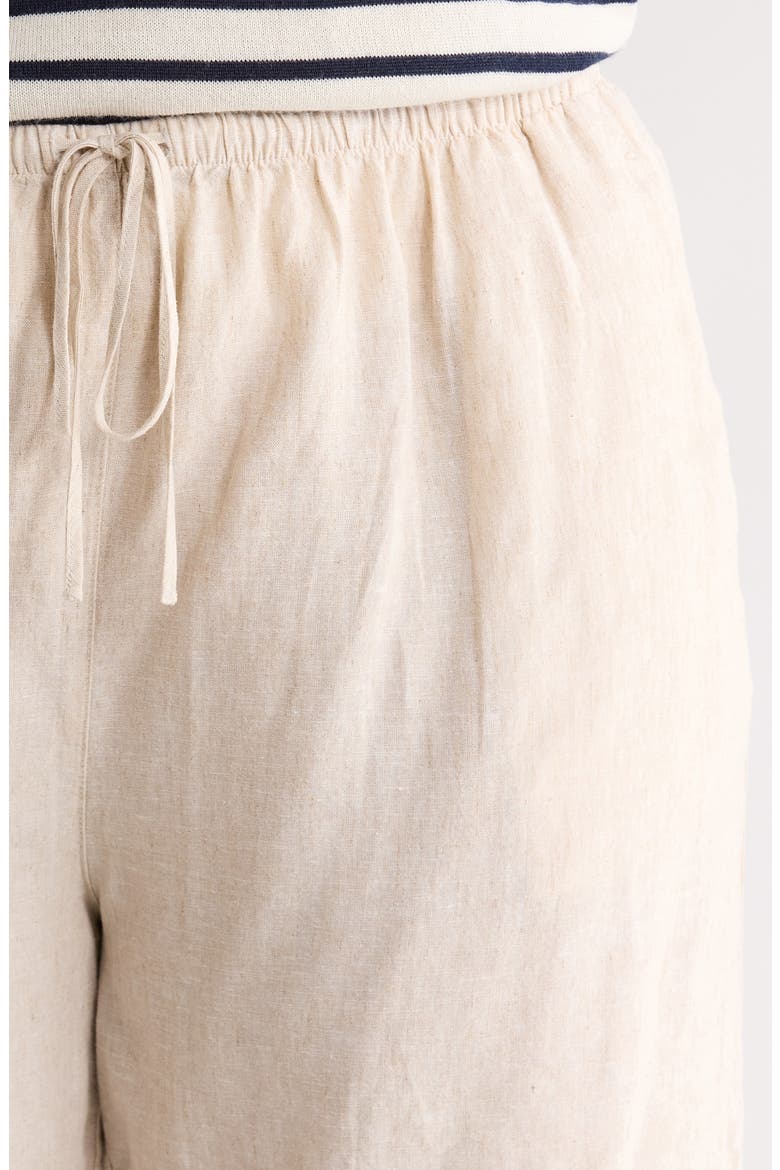 Linen Blend Drawstring Shorts, Alternate, color, FLAX