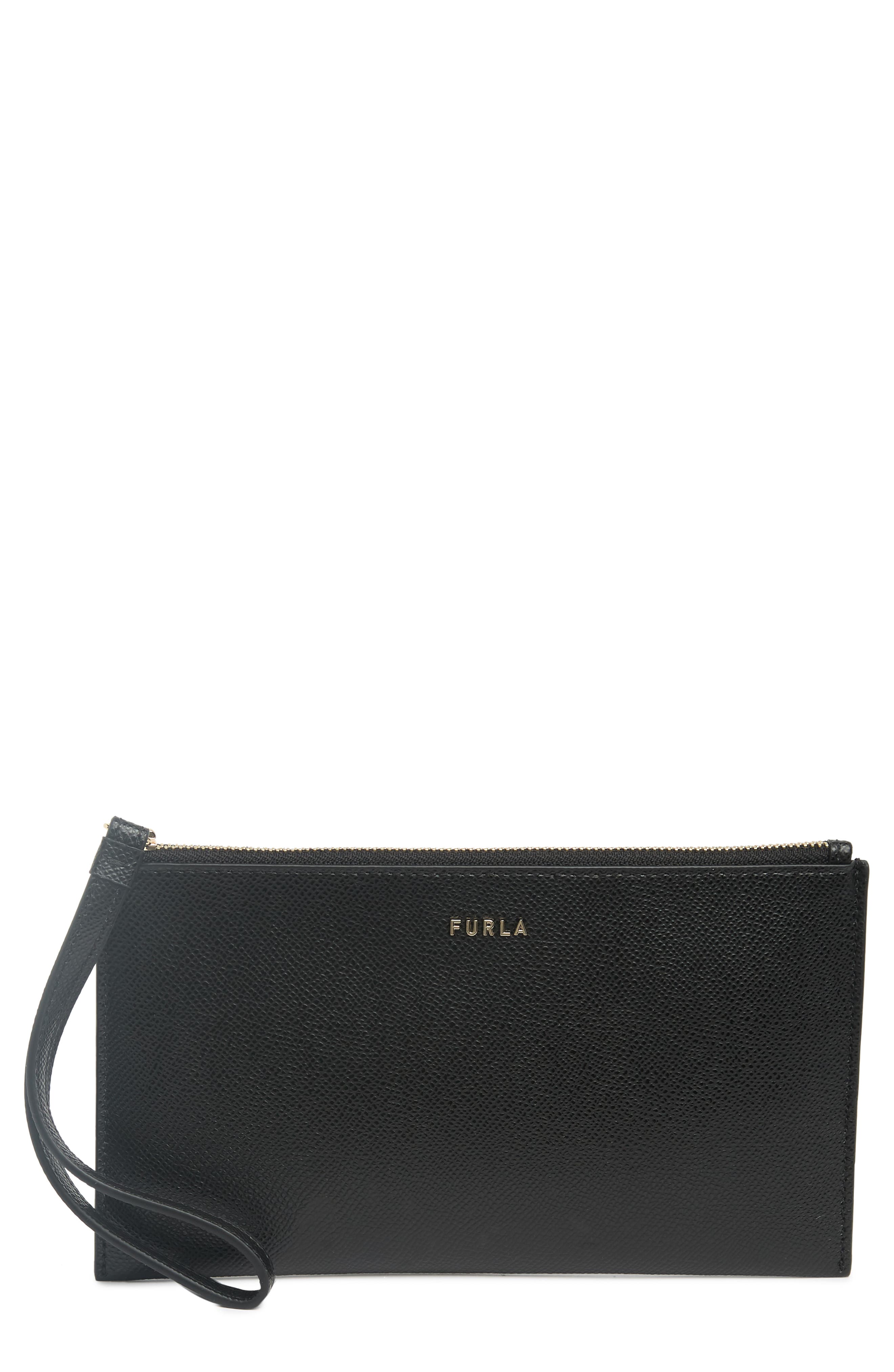 Clasic XL Leather Envelope Clutch, Main, color, NERO