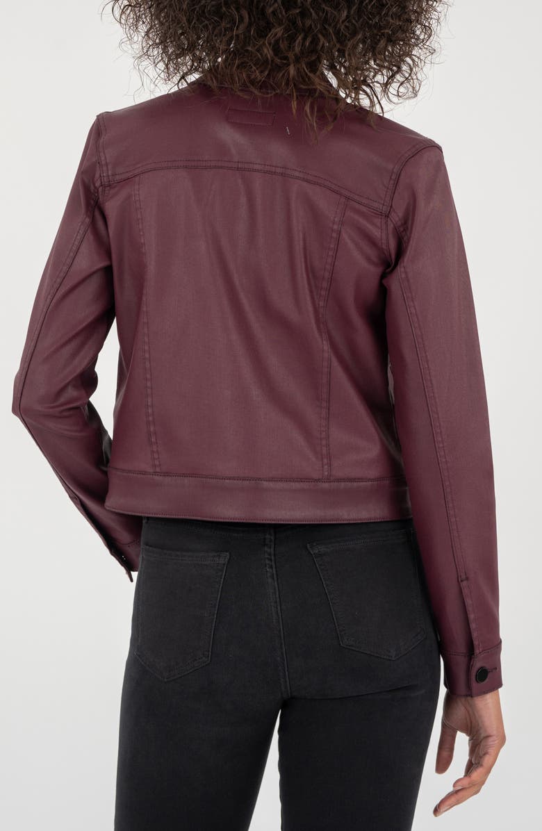 KUT from the Kloth Julia Coated Crop Denim Trucker Jacket, Alternate, color, Blackberry