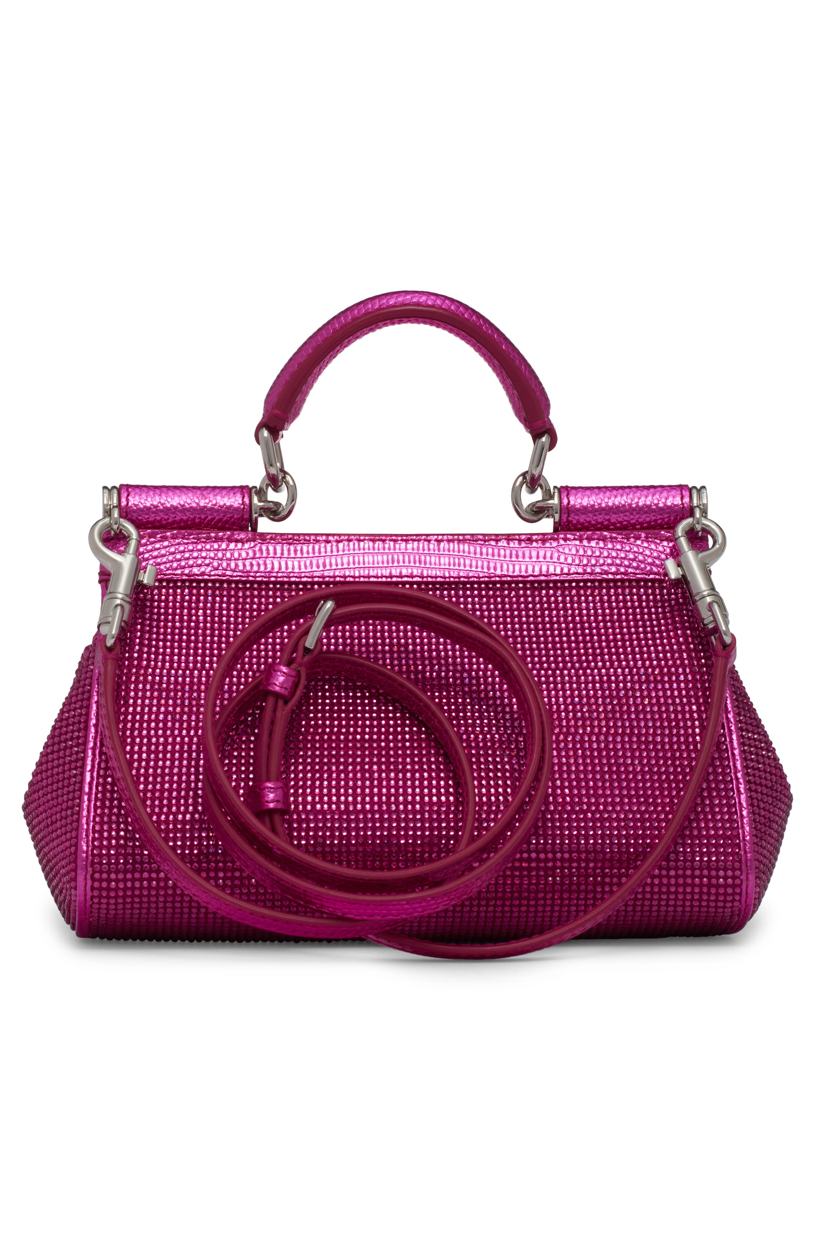 Dolce&Gabbana Small Sicily Satin & Rhinstone Handbag, Alternate, color, 