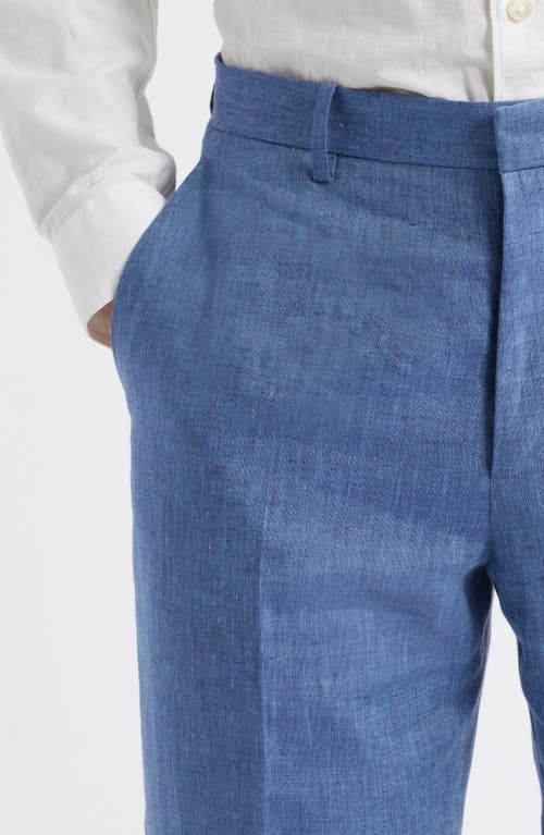 Theory Mayer Slim Fit Linen Dress Pants In Indigo