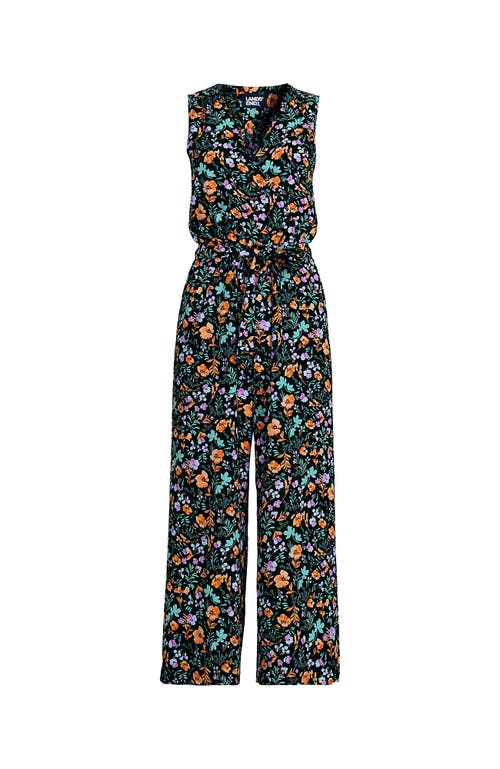 LANDS' END LANDS' END SLEEVELESS CREASELESS WRAP JUMPSUIT