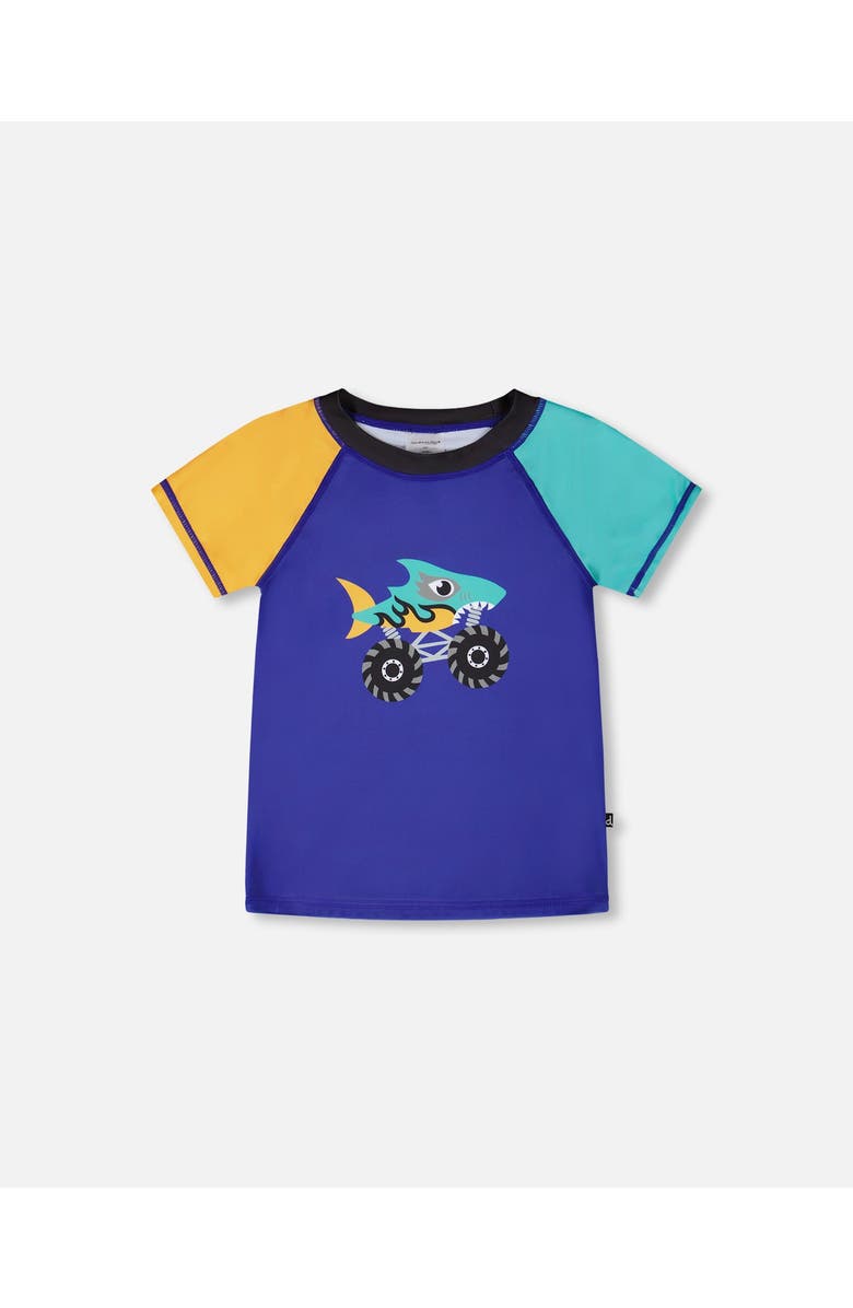 Deux par Deux Short Sleeve Ultramarine Graphic Rashguard, Main, color, Ultramarine Blue