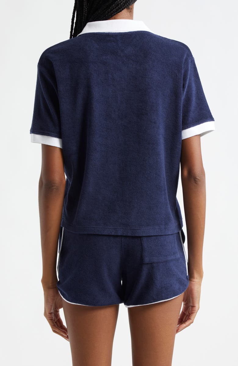 Sporty & Rich Italic Logo Cotton Terry Polo, Alternate, color, 