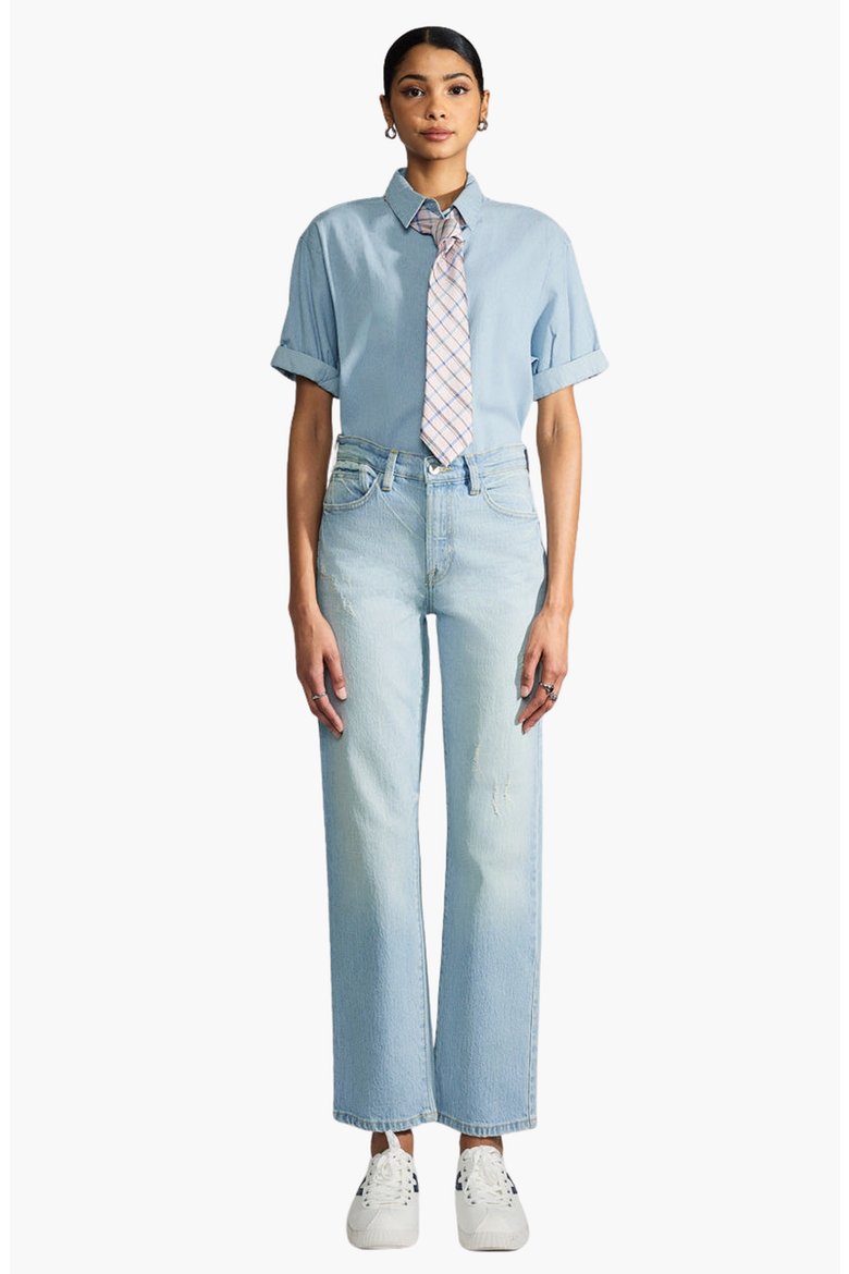 Marisela Premier High Rise Straight Jeans, Alternate, color, Light Wash