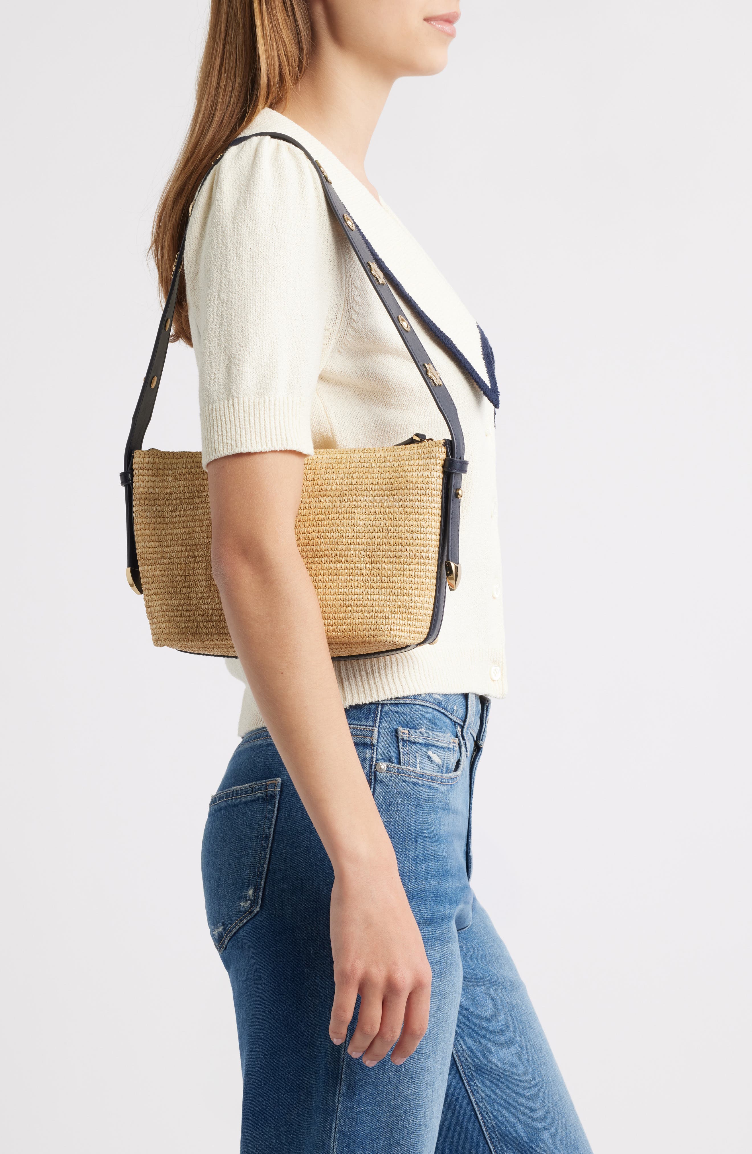 Madewell Woven Straw Shoulder Bag, Alternate, color, Natural Multi