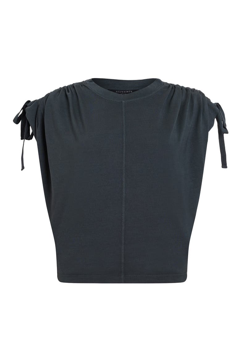 Cassie Tie Sleeve Cotton T-Shirt, Alternate, color, WASHED BLACK