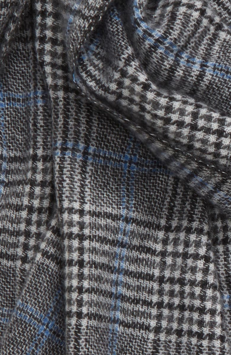 Andrew Stewart Glen Plaid Cashmere Scarf, Alternate, color, Grey /Black