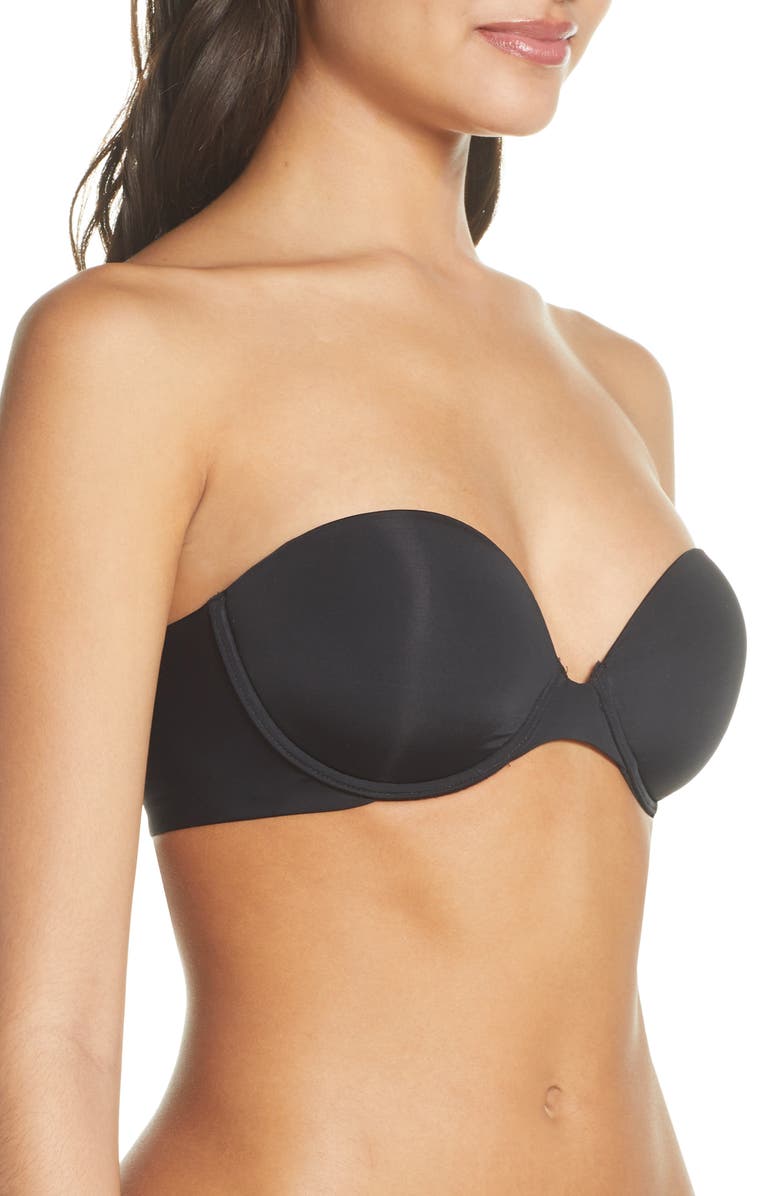 Natori Minimal Contour Underwire Strapless Bra, Alternate, color, Black
