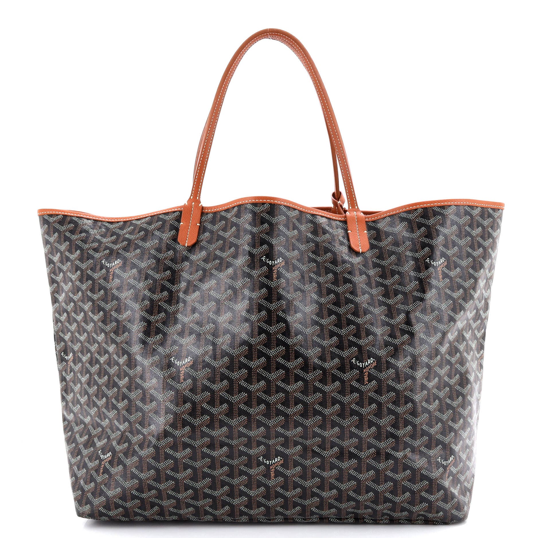 Pre-Owned Goyard Saint Louis Tote Coated Canvas GM, Main, color, Brown