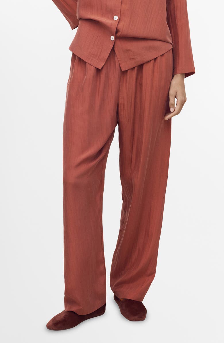 MANGO Habotai Silk Pajama Pants, Main, color, Burnt Orange