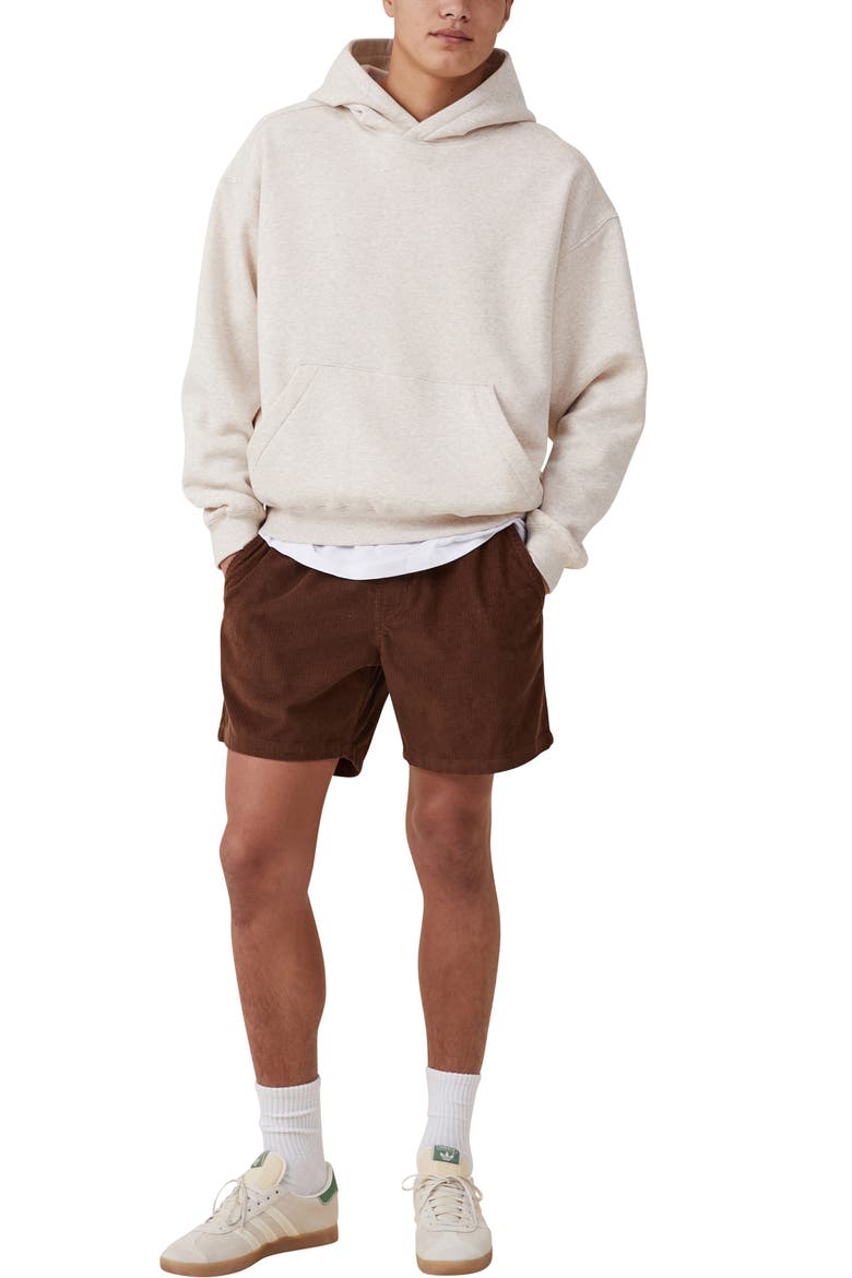 Easy Cotton Blend Drawstring Shorts, Alternate, color, CHOCOLATE CORDUROY