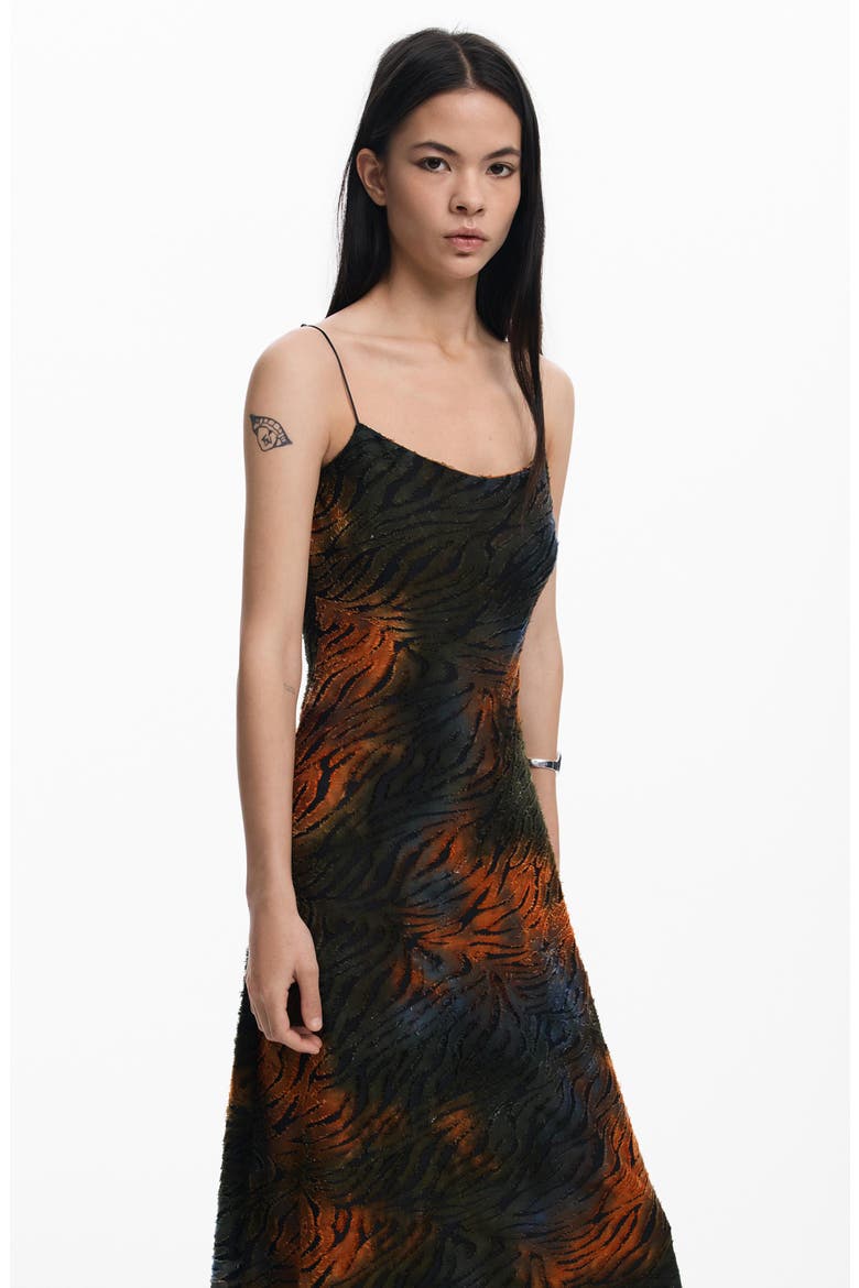 Tiger Stripe Slipdress, Alternate, color, GREEN
