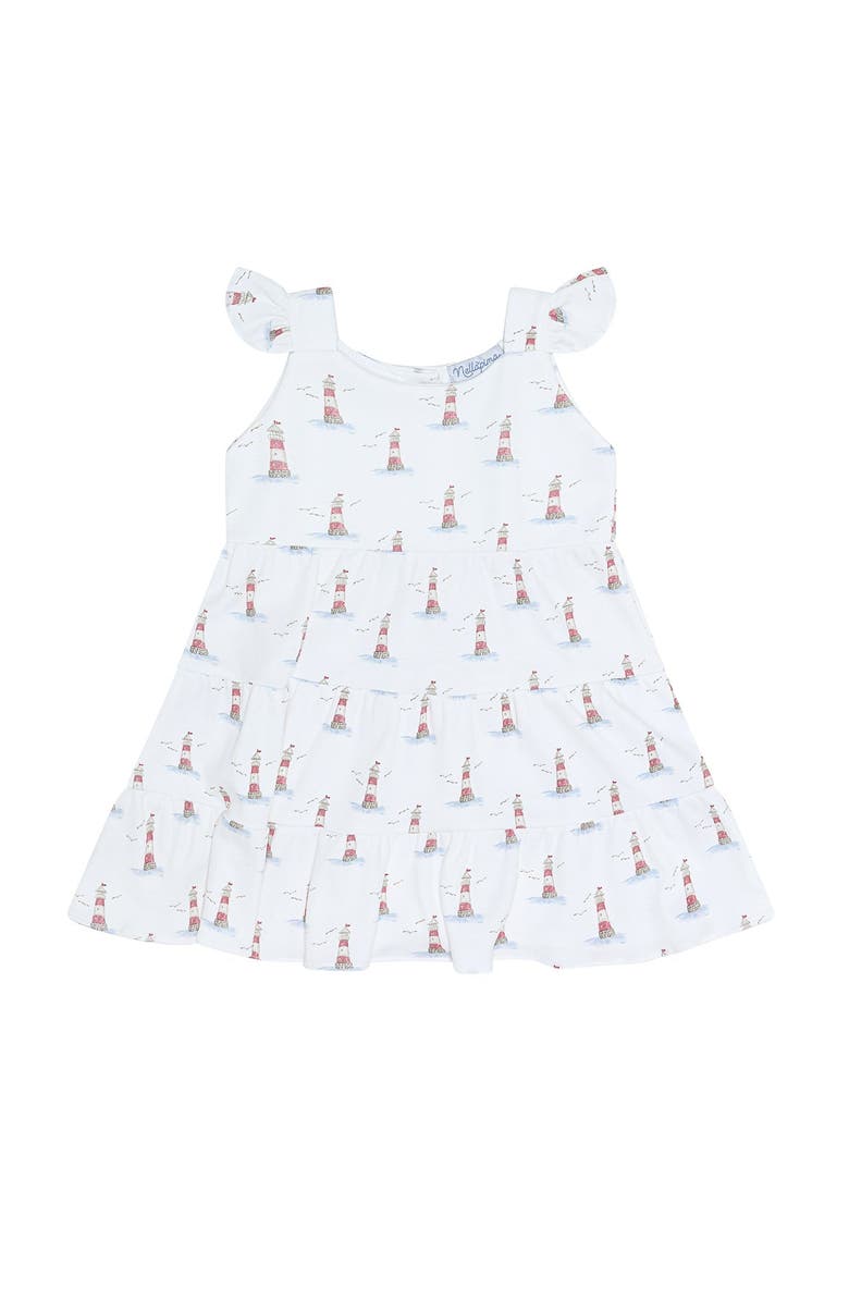 Nellapima Lighthouse Print Ruffle Dress - Baby, Main, color, Red
